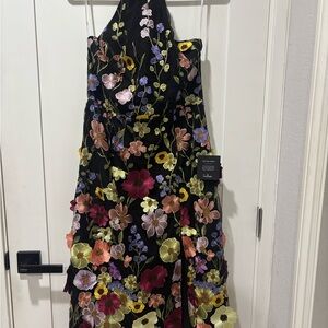 Lulu's Black Dress with Multicolored Floral Embroidery